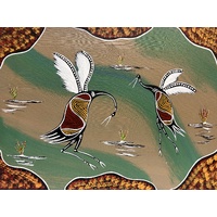 Original Aboriginal Art Painting Stretched Canvas (40cm x 30cm ) - Dancing Brolgas
