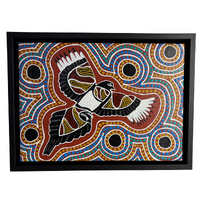 Original Aboriginal Art (Boxed Framed) Painting Stretched Canvas (33cm x 24cm) - Magpie