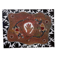 Original Aboriginal Art Painting Stretched Canvas (40cm x 30cm ) - Goannas on Country 