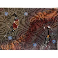 Original Aboriginal Art Painting Stretched Canvas (40cm x 30cm ) - Kangaroo Totem-Dancer