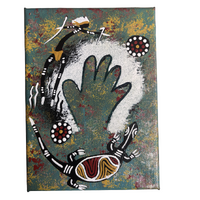 Handpainted Aboriginal Art Stretched Canvas with stand (5x7)(18cm x 15cm)- Goanna