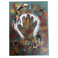 Handpainted Aboriginal Art Stretched Canvas with stand (5x7)(18cm x 15cm) - Bohra the Kangaroo