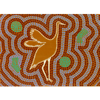 Aboriginal Art Print on Stretched Canvas (30cm x 20cm) - Brolga the Dancing Bird