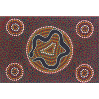 Aboriginal Art Print on Stretched Canvas (30cm x 20cm) - Ooyu-bu-lui the Black Snake