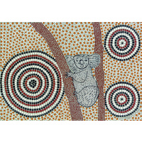 Aboriginal Art Print on Stretched Canvas (30cm x 20cm) - Koorbor the Koala