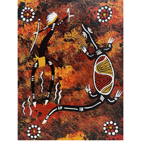 Aboriginal Art PRINT on Stretched Canvas (40cm x 30cm) - Lizard (Red)