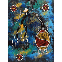Aboriginal Art PRINT on Stretched Canvas (40cm x 30cm) - Turtle (Blue)