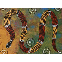 Aboriginal Art PRINT on Stretched Canvas (80cm x 60cm) - Rainbow Snake