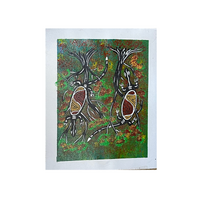 Unstretched Handpainted Aboriginal Art Canvas (30cm x 24cm) - 2 Goannas