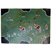 Unstretched Handpainted Aboriginal Art A4 Canvas (21cm x 29cm) - Emu and Dancer
