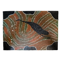Unstretched Handpainted Aboriginal Art A4 Canvas (21cm x 29cm) - Emu in the Stars