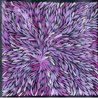 Raintree Aboriginal Art UNStretched Canvas [39cm x 37cm] - Bush Medicine Leaves (Purple)