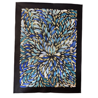 Raintree Aboriginal Art UNStretched Canvas (60cm x 45cm) - Bush Medicine Leaves and Seeds (Blues)