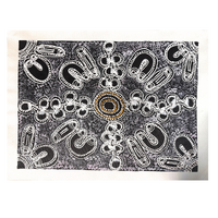 Raintree Aboriginal Art UNStretched Canvas (60cm x 45cm) - Women Collecting Bush Tucker (Black/White)