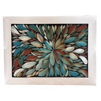 Raintree Aboriginal Art UNStretched Canvas [60cm x 45cm] - Bush Medicine Leaves (Blue/Browns)