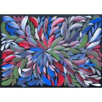 Raintree Aboriginal Art UNStretched Canvas [36xm x 51cm] - Bush Medicine Leaves (Blue)