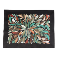 Raintree Aboriginal Art UNStretched Canvas [60cm x 45cm] - Bush Medicine Leaves (Greens/Beige)