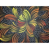 Raintree Aboriginal Art UNStretched Canvas [40cm x 30cm] - Bush Medicine Leaves with Seed (Red)