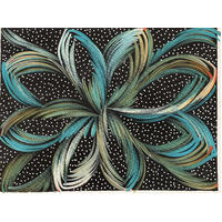 Raintree Aboriginal Art UNStretched Canvas [42cm x 32cm] - Bush Medicine Leaves with Seed (Aqua)