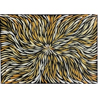 Raintree Aboriginal Art UNStretched Canvas [52cm x 36cm) - Bush Medicine Leaves (Yellow)