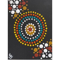 Handpainted Aboriginal Art Canvas Board (10cm x 8cm) - Community