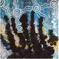 Stephen Hogarth Aboriginal Art Stretched Canvas (90cm x 90cm) - Struggle