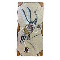Handpainted Aboriginal Art Slate Tile (11cm x 23cm) - Brolga