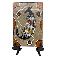 Handpainted Aboriginal Art Slate Tile (13cm x 19cm) - Kangaroo