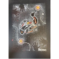 Stephen Hogarth Aboriginal Art A3 UNStretched Canvas (42cm x 29.7cm) - Emu