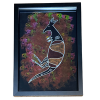 Framed Aboriginal Art Print (23cm x 32cm) - Bohra the Kangaroo