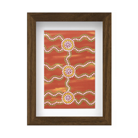 Framed Aboriginal Art PRINT (13cm x 18cm) - Meeting Places 3 