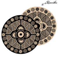 Aboriginal Recycled Plastic Round Mat [3m] - Connecting to Culture (Black/Sand)