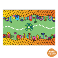 Aboriginal design Eco Rubber Play Mat (1.45m x 0.9m) - Come Live Learn (Green)