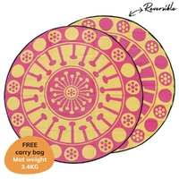 Aboriginal Recycled Mat - 3m Round - Eucalyptus Flower - Yellow/Pink