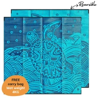 Turtle Rising (Aqua/Navy) [3m X 3m] - Recycled Plastic Mat