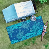 Recycled Plastic Mat [2.4m x 5m] - Turtle Rising (Aqua/Navy)