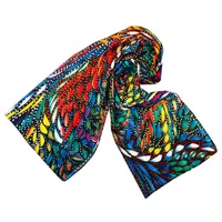 Aboriginal Art Giftboxed 100% Silk Scarf - Bush Leaves Multi