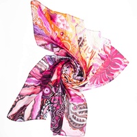 Chern&#39;ee Sutton Aboriginal Art Giftboxed 100% Silk Scarf - Waratah Flower