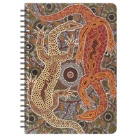 Tobwabba Aboriginal Art A5 Spiral Notebook - Male & Female Goannas