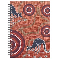 Tobwabba Aboriginal Art A5 Spiral Notebook - Grazing Kangaroos