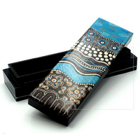 Lacquered Aboriginal Art Pencil Box - Ocean and Earth