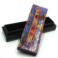 Lacquered Aboriginal Art Pencil Box - Mulga Country