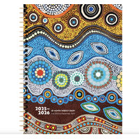 Aboriginal Art (Soft Cover) 18 Month Weekly Diary (2025-2026) - Waterways
