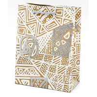 Aboriginal Art Kraft Handmade Paper Glitter Giftbag (Small) - Old People