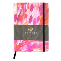 Utopia Aboriginal Art PU Leather A5 Ruled Journal - Leaves (Pink)