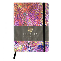 Utopia Aboriginal Art PU Leather A5 Ruled Journal - Firesparks (Pink)