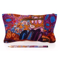 Better World Aboriginal Art Cotton Canvas/Mesh 1 Zip Pencil Case - Seven Sisters