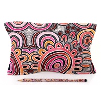 Better World Aboriginal Art Cotton Canvas/Mesh 1 Zip Pencil Case - Celebrations of Life