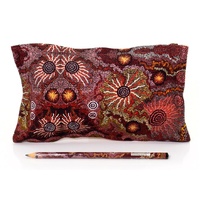 Better World Aboriginal Art Cotton Canvas/Mesh 1 Zip Pencil Case - Family &amp; Country