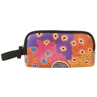 Warlukurlangu Aboriginal Art Neoprene Pencil Case - Green Budgerigar Dreaming